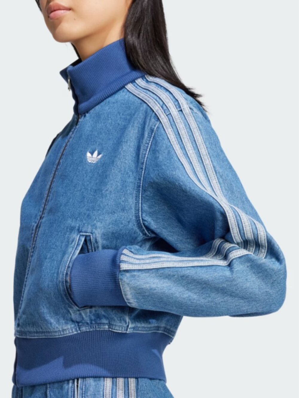 Women's • Originals - Adicolor Denim Track Top Sz M Indigo Denim - Picture 2 of 8